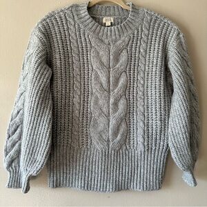 a.n.a Light Gray Cable Knit Crewneck Sweater Size: Large